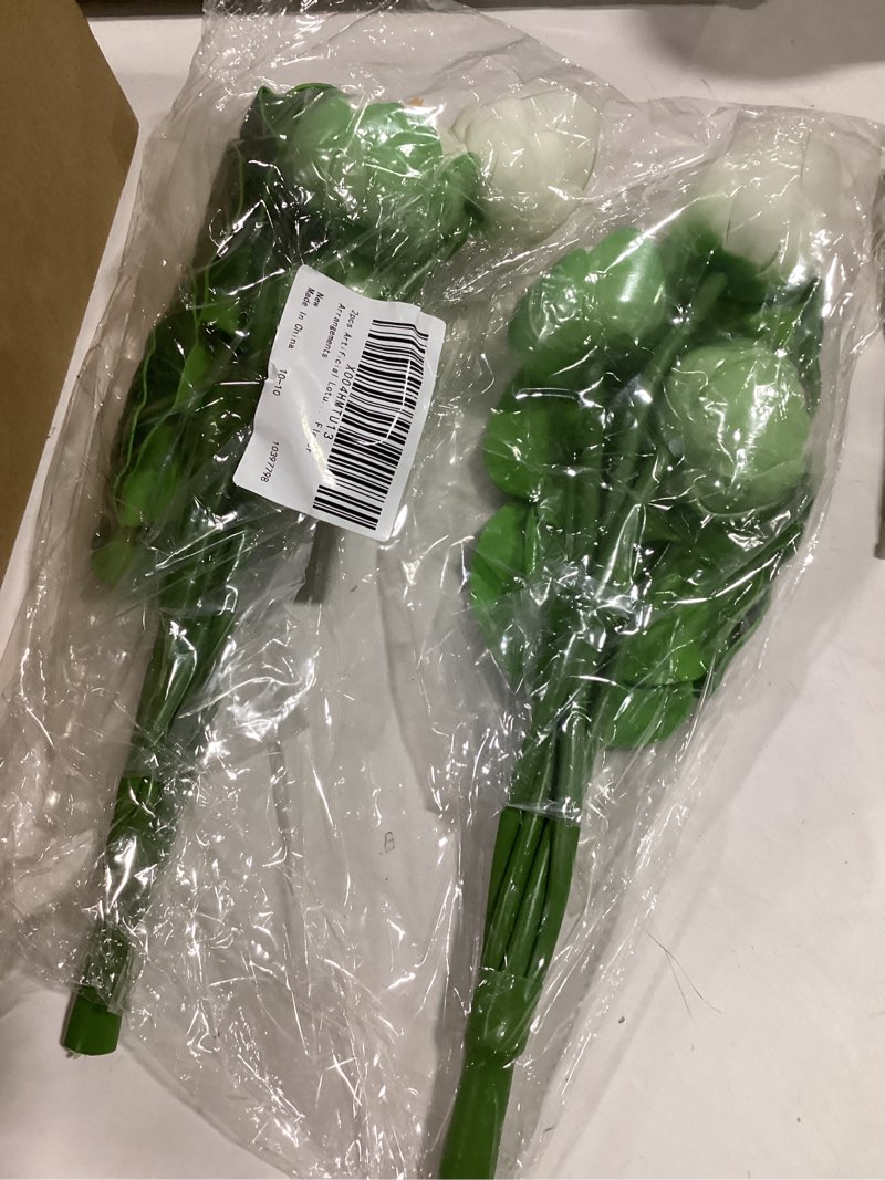 Condition photo showing Good Condition for WINOMO 2pcs Artificial Lotus Flower Stems Eva Plastic Realistic Faux Flower Picks Bouquets Flower Arrangement Table Centerpiece for Spring Easter Wedding Party Decoration White