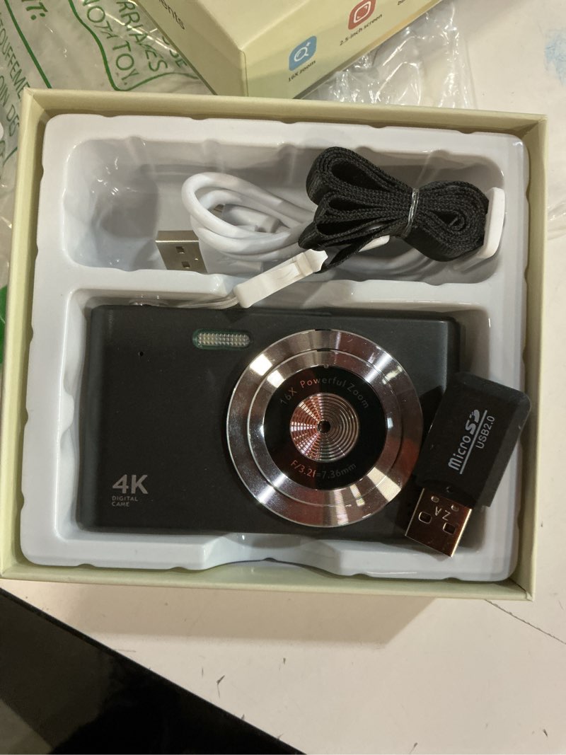 Condition photo showing Good Condition for Digital Camera, Camera for Kids, UHD 4K 48MP Point and Shoot Digital Cameras with 64GB SD Card and 16X Digital Zoom Anti Shake, Compact Portable Small Gift for Boys Girls Students, Black Mysterious Black