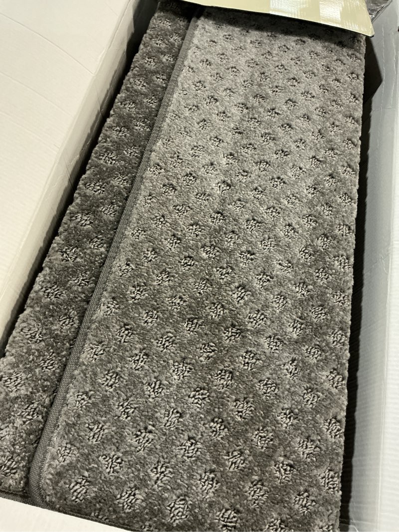 Condition photo showing Good Condition for mbigm bullnose carpet stair treads non slip stair mats for wooden stairs (14, dark grey - lattice, 9.5" x 30") dark grey - lattice 9.5" x 30" 14