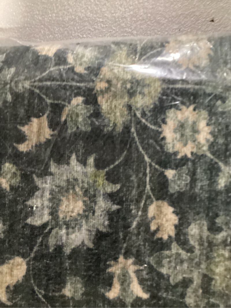 Condition photo showing As Is for similar to stock photo vintage entryway rug 2x3 washable, dark green white kitchen rug, super soft thin faux wool small area rug, non-slip accent mat for foyer, bedroom, office 2' x 3' (rectangular) dark green