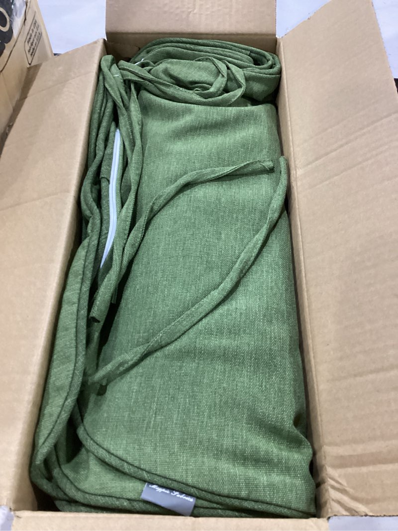 Condition photo showing Good Condition for magpie fabrics 17"x16"x2" u-shape chair cushions with ties 2 count, outdoor indoor waterproof all weather seat pads decoration for patio garden dining office - green green set of 2