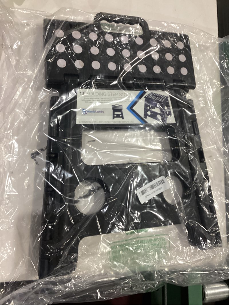 Condition photo showing Good Condition for handy laundry folding lightweight step stool - sturdy enough to support adults and safe enough for kids - opens easy with one flip - great for kitchen, bathroom or bedroom (black- 13 inch) black 13 inch