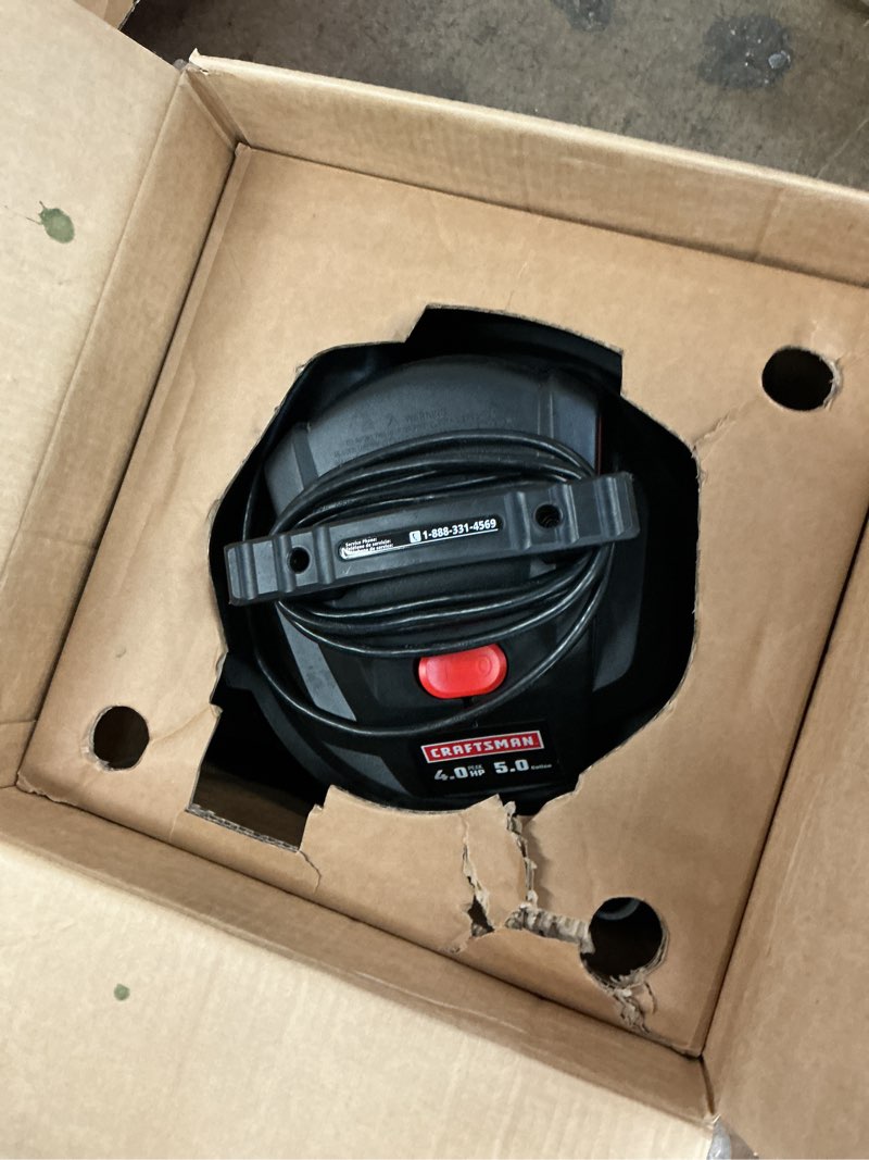 Condition photo showing Good Condition for craftsman 5-gallon 4-hp corded wet/dry shop vacuum with accessories included
