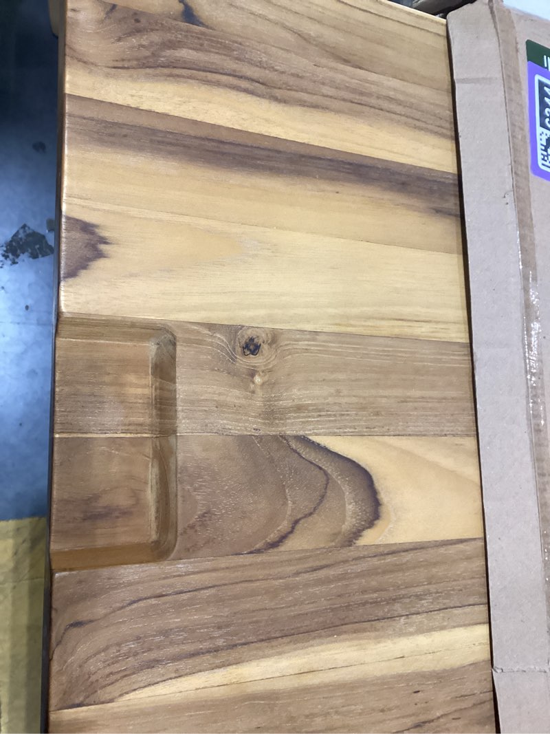Condition photo showing New/Like New for 30" x 20" XXXL Teak Wood Cutting Board | Extra Large Size Wooden Butcher Block for Chopping Meat & Turkey, Serve Charcuterie & Cheese | Built-In Juice Groove & Handle