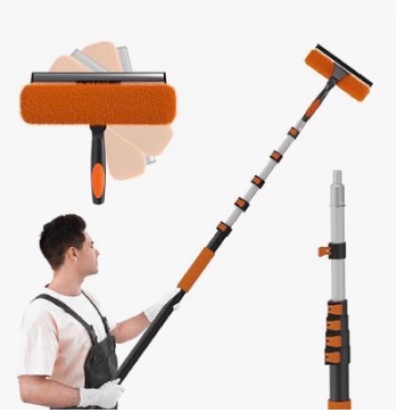 sisupassie 30ft reach 2-in-1 window squeegee, professional window washing kit with 5-24ft extension 