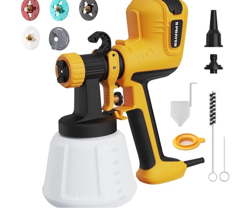 paint sprayer, hvlp spray gun with cleaning and blow-off seal, 4 copper nozzles and 3 patterns, paint sprayers for painting houses, furniture, walls, cabinets