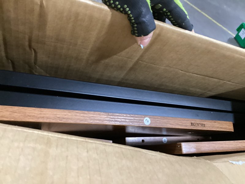 Condition photo showing Good Condition for dripex computer desk for small spaces, z shaped small computer desk, 27.5 inch compact desk with monitor shelf and bottom storage shelves, space saving desk, walnut