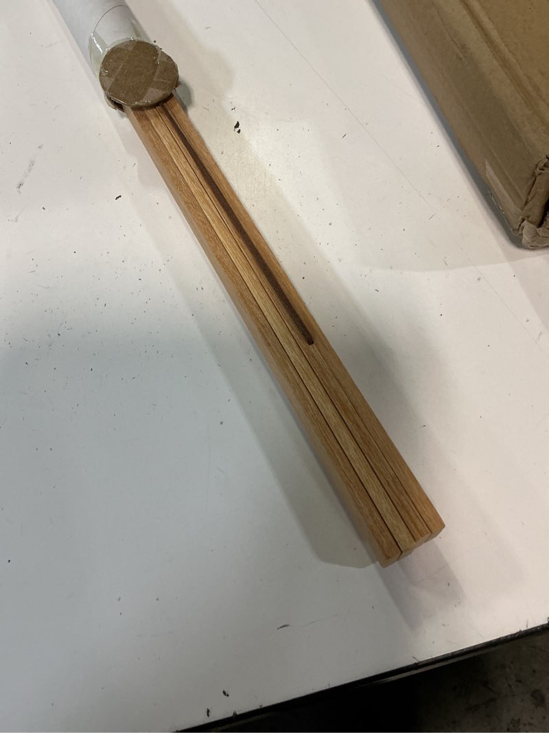 Condition photo showing Good Condition for magnetic poster hanger frame, 28x22 28x40 28x29 light wood wooden magnet canvas artwork print dowel poster hangers frames hanging kit (teak wood, 28")