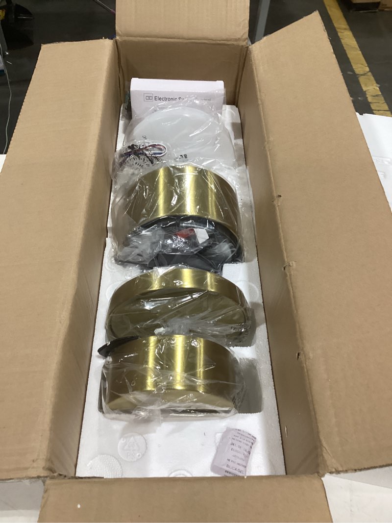 Condition photo showing Good Condition for 52" ceiling fans with lights and remote, quiet dc motor, 3 reversible blades, modern gold and black ceiling fan with 3-color led light fandelier for bedroom living room gold & black