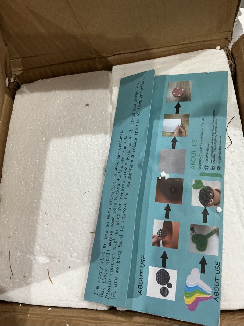 Condition photo showing As Is for fcacti 8 inch terracotta clay pot for plant with saucer - 3 pack large terra cotta plant pot with drainage hole, indoor/outdoor use 8 inches