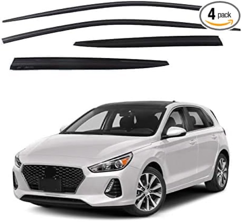 Safe Smoke Window Visor Sun Rain Vent Guard 4 Pcs Set for Elantra GT Hatchback 2018~ Out Channel Visor