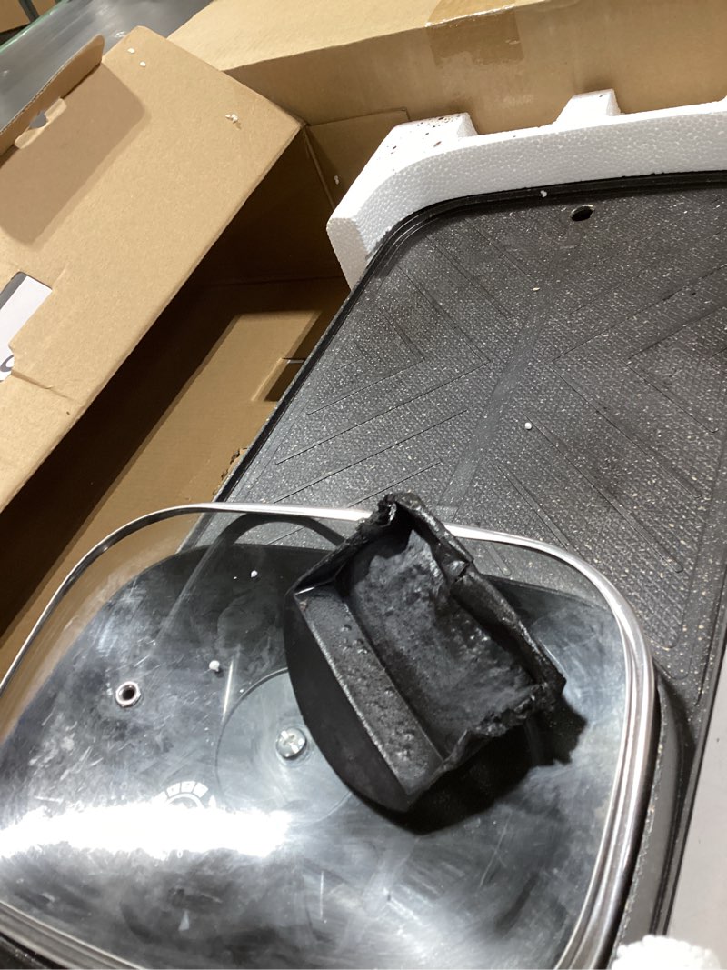 Condition photo showing As Is for Electric 2 in 1 Grill with Shabu Shabu Hot Pot. Multifunctional Indoor Teppanyaki Korean BBQ Capacity for 2-10 People