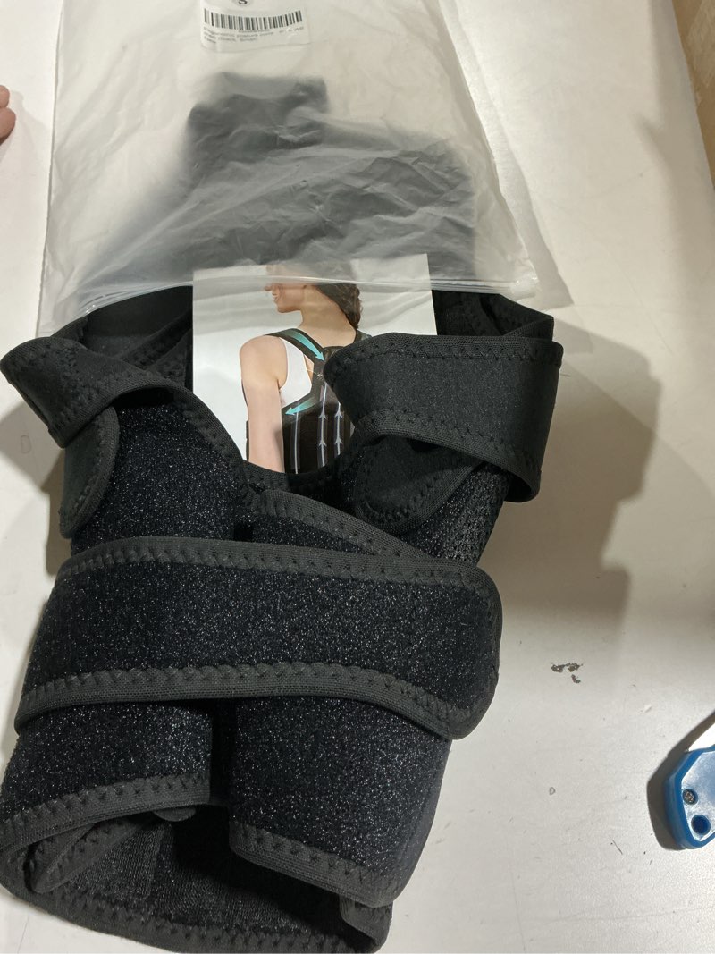 Condition photo showing Good Condition for Posture Corrector For Back Support, Adjustable Full Back Brace for Men & Women, Shoulder, Upper and Lower Back Pain Relief, Lumbar Support, (Black, Small, waist 24"-30")