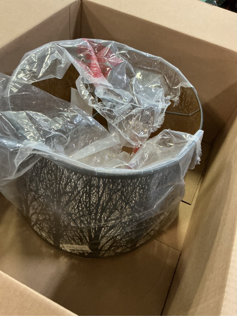 Condition photo showing Good Condition for Alucset Drum Big Lampshades for Table Lamp and Floor Light, Metal Etching Process Large Lamp with Pattern of Trees,12x14x10 inch, Spider Black/Gold