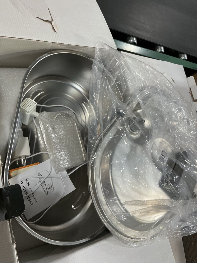 Condition photo showing Good Condition for 3.4Gal Dog Water Fountain for Large Dogs, 13L Stainless Steel Large Pet Fountain with Deeper & Wider Drinking Area, Automatic Dog Water Bowl Dispenser with Water Window & LED, Super Quiet Silver 3.4 Gal Fountain