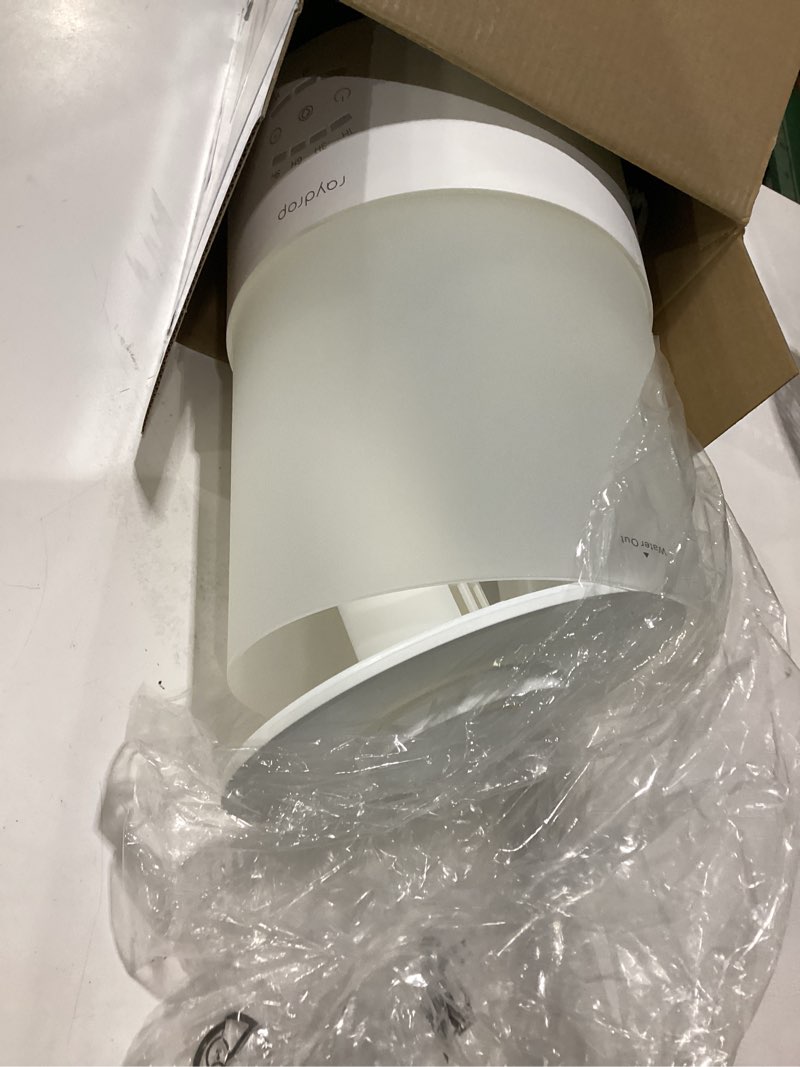 Condition photo showing As Is for raydrop humidifiers for bedroom, 3.0l cool mist humidifiers for large room & home, top fill air humidifier for baby nursery & plants, essential oil diffuser with color lights, timer, auto shut-off white