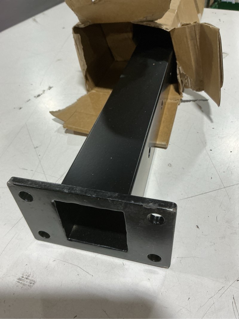 Condition photo showing As Is for 36" t304 cable railing post(post 35"x2"x2"), level drilled railing post with cable grommets, modular fixed top mount cable handrail post, stainless steel black finish indoor outdoor deck post 1 level post 36"