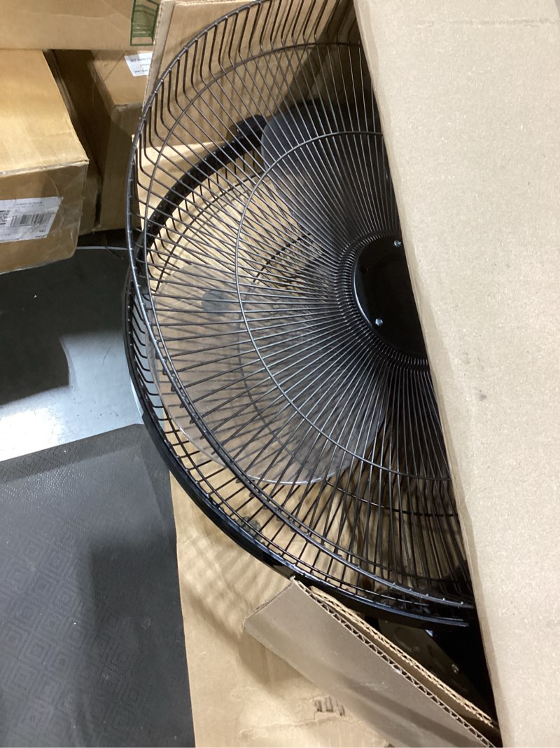 Condition photo showing As Is for Amazon Basics 16" Pedestal Fan with Remote, Floor Fan, Standing Fan for Bedroom, Living Room, Office, with 3 Speeds, 3 Modes, Timer, Dual-Layered Blades, Adjustable Height, Tilt Head, 60W, Black 3-Speed, AC Motor