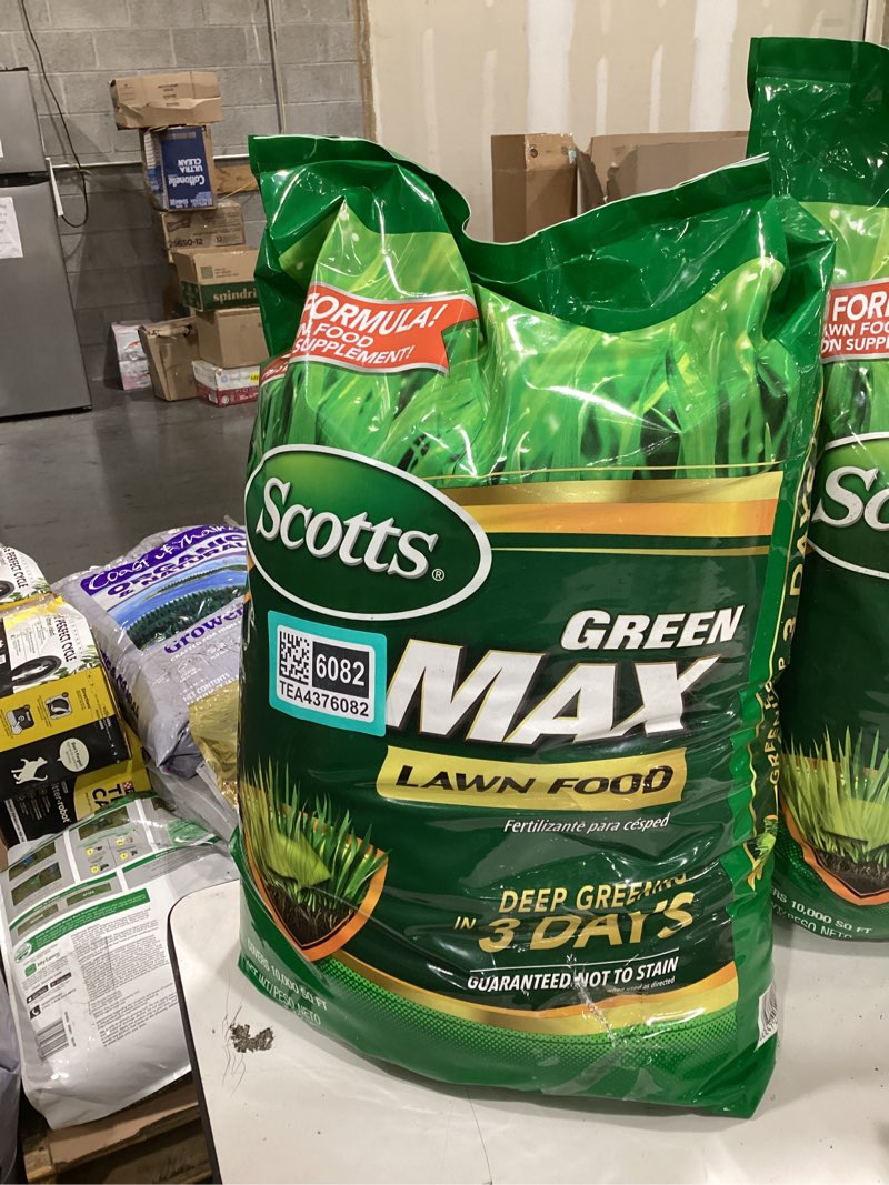 Condition photo showing New/Like New for scotts green max lawn food, lawn fertilizer plus iron supplement for greener grass, 10,000 sq. ft., 33.33 lbs.