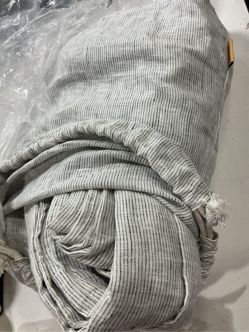 Condition photo showing Good Condition for quince european linen duvet cover set full/queen grey/white mini pinstripe