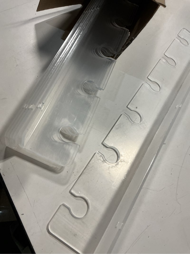 Condition photo showing Good Condition for the food pouch organizer set - hanger style peel-and-stick holder for baby food, applesauce, yogurt pouches - maximize kitchen storage, pantry, and refrigerator space by storage theory - 6 pack 6 pack hanger