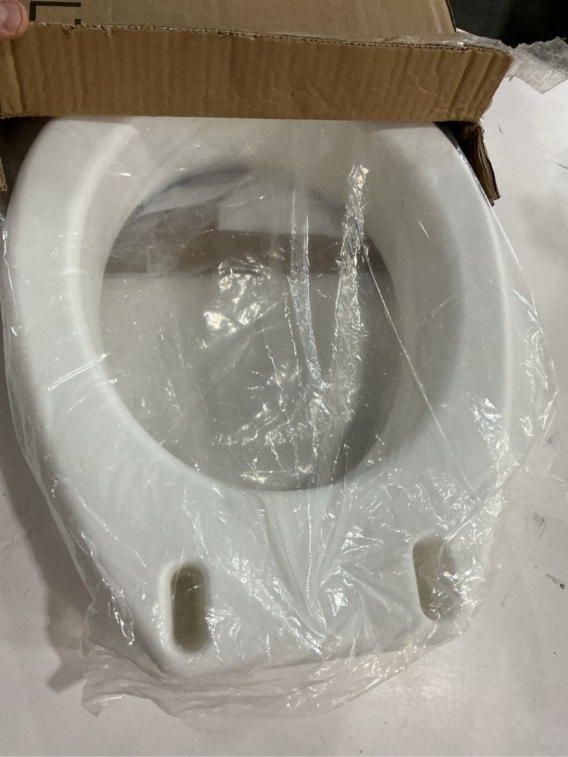 Condition photo showing New/Like New for Carex Toilet Seat Riser, Round Raised Toilet Seat Adds 3.5 inches to Toilet Height, for Assistance Bending or Sitting, 300 Pound Weight Capacity Toilet Riser