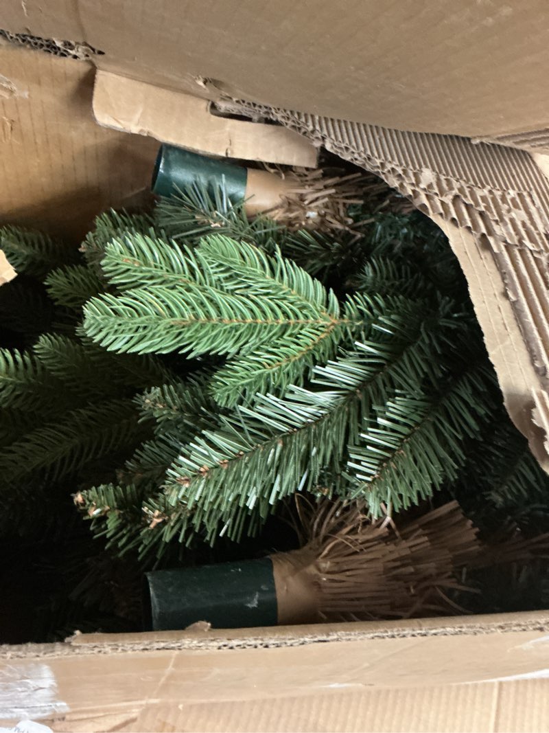 Condition photo showing As Is for Artificial Christmas Tree 8ft - Premium Realistic Artificial Christmas Tree Looks Real Wooden Stand and Storage Bag - Xmas Tree - Artificial Christmas Trees by Pure Living 8 ft