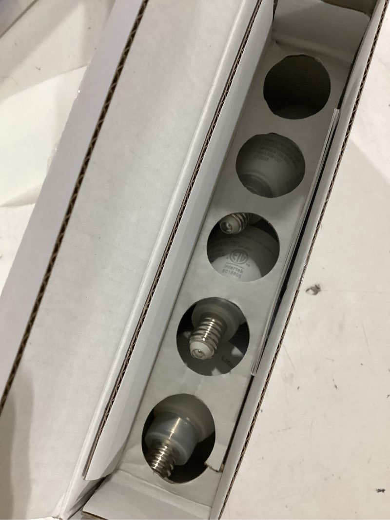 Condition photo showing As Is for lightinginside e12 smart light bulbs 60w equiv., work with alexa/google home/smartlife, 500lm 6w rgbcw candle candelabra led bulbs, no hub required, 2.4g wifi & ble chandelier bulb, etl listed, 5pcs 5 count (pack of 1)