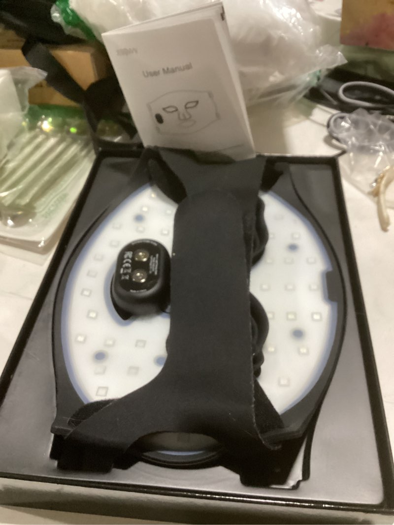 Condition photo showing New/Like New for cordless red light therapy for face, 4 modes portable led face mask, 850nm infrared & red light mask, 10-min timer, 272 led beads, rechargeable for at-home & travel rose black