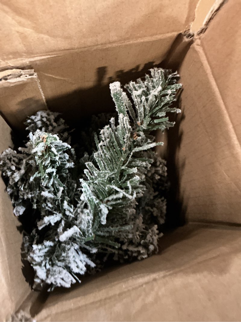 Condition photo showing Good Condition for 2 ft Mini Christmas Trees with 25 F5 LED Lights, 24" Decorated Burlap Artificial Tabletop Christmas Trees Home Party Decoration for Kitchen Dining Room Window Green White