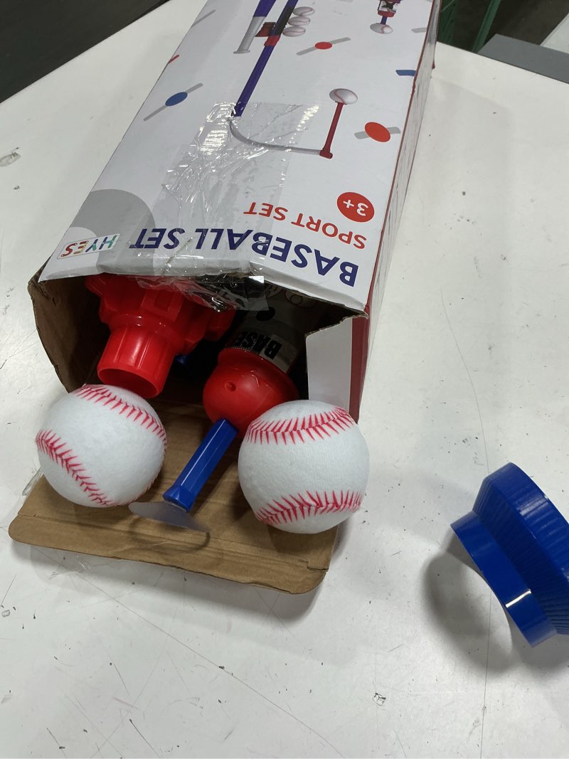 Condition photo showing Good Condition for HYES 3-in-1 Baseball Set for Kids 3-5 - Tee Ball Stand, Hanging Tee, Ball Launcher and 6 Softballs - Adjustable Height, Indoor/Outdoor Sport Gifts for Boys Girls, Blue 3in1-blue