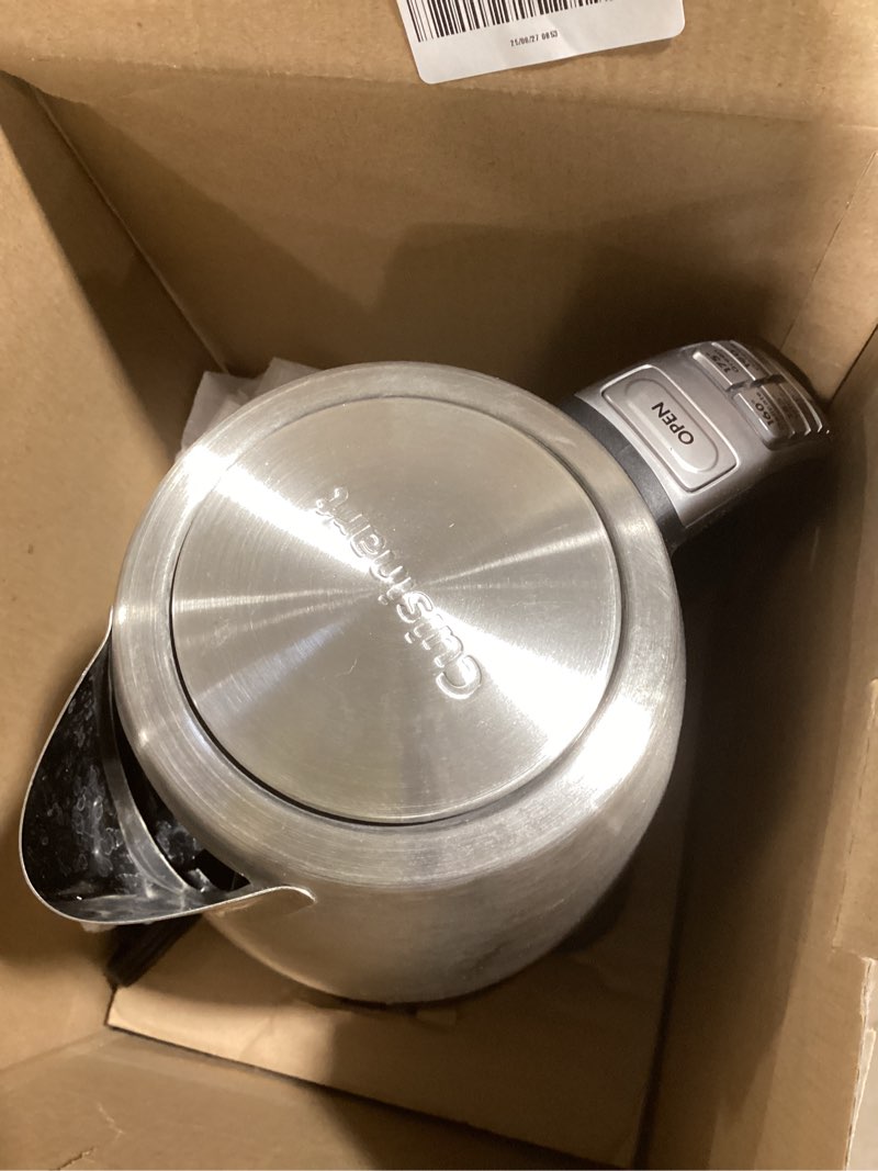 Condition photo showing Good Condition for Cuisinart PerfecTemp 1.7-Liter Electric Kettle, Cordless Electric Tea Kettle, 1500W for Fast Heat-Up, 6 Preset Temperatures, 30-Minute Keep Warm, Stay Cool Nonslip Handle, CPK-17P1 Stainless Steel PerfecTemp