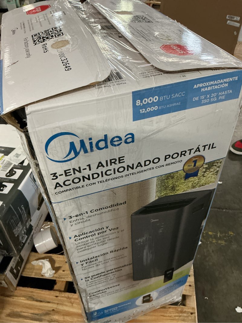 Condition photo showing As Is for midea  8,0  12,0  3-in-1 portable air conditioner  smartphone compatible with remote