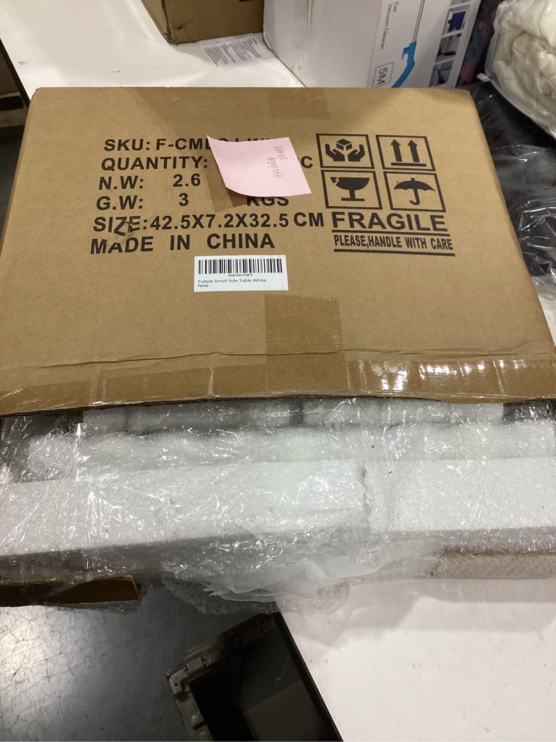 Condition photo showing New/Like New for White End Table, Small Side Table with Storage Shelf, 2-Tier Modern NightStand for Bedroom, Living Room, Small Spaces (White)