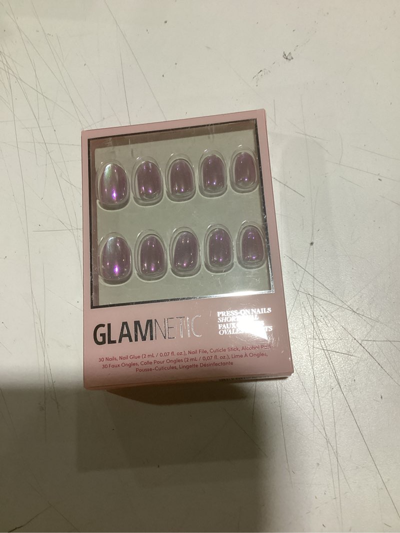 Condition photo showing Good Condition for Glamnetic Press On Nails - Oyster | Short Oval Cat Eye Fake Nails with a Velvet Pearlescent Finish, Salon Quality Summer Nails | 15 Sizes - 30 Nail Kit with Glue 1A - Oyster