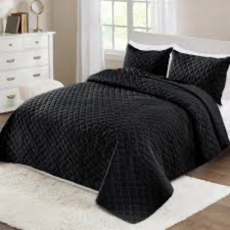 exclusivo mezcla soft quilt set king size, 3 pieces lightweight quilts black bedspreads coverlets be