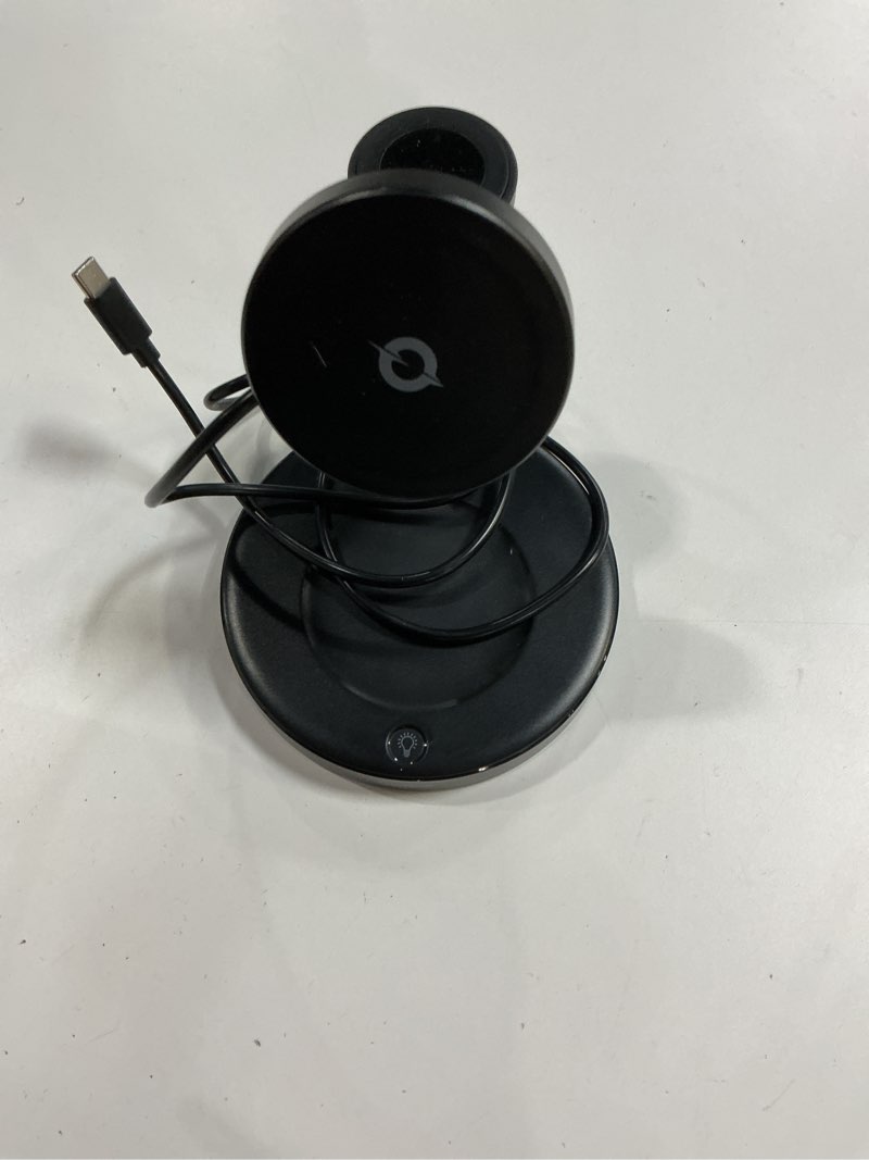 Condition photo showing As Is for ?adjustable blue ambient light? wireless charger 3 in 1 for iphone, magnetic charging station for apple family,15w fast magsafe charger stand,for iphone17-12-iwatch airpods series black