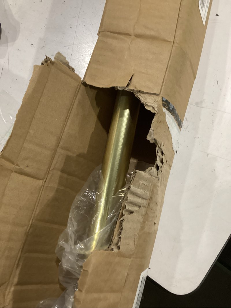 Condition photo showing As Is for briofox industrial shower curtain rod - 2-in-1 design tension curtain rod - rustproof non-slip 43 to 72 inch metal steel, light gold window curtain rod 43-72 inches light gold