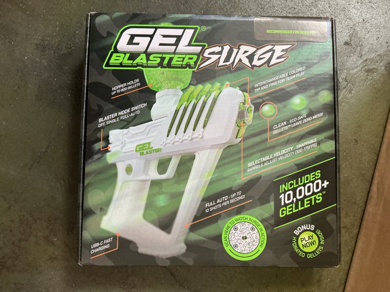 Condition photo showing New/Like New for gel blaster surge 1.5  electric green  water-based gellet blaster with 10 000 electric green gellet pack