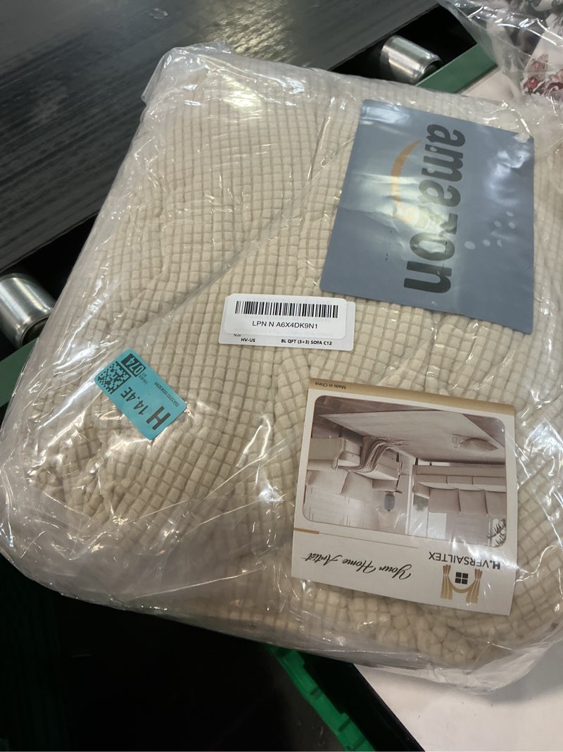 Condition photo showing Good Condition for H.VERSAILTEX 4 Piece Stretch Couch Covers for 3 Cushion Couch Sofa Furniture Slipcovers Feature Upgraded Thicker Jacquard Fabric (Sofa, Natural) Large Natural