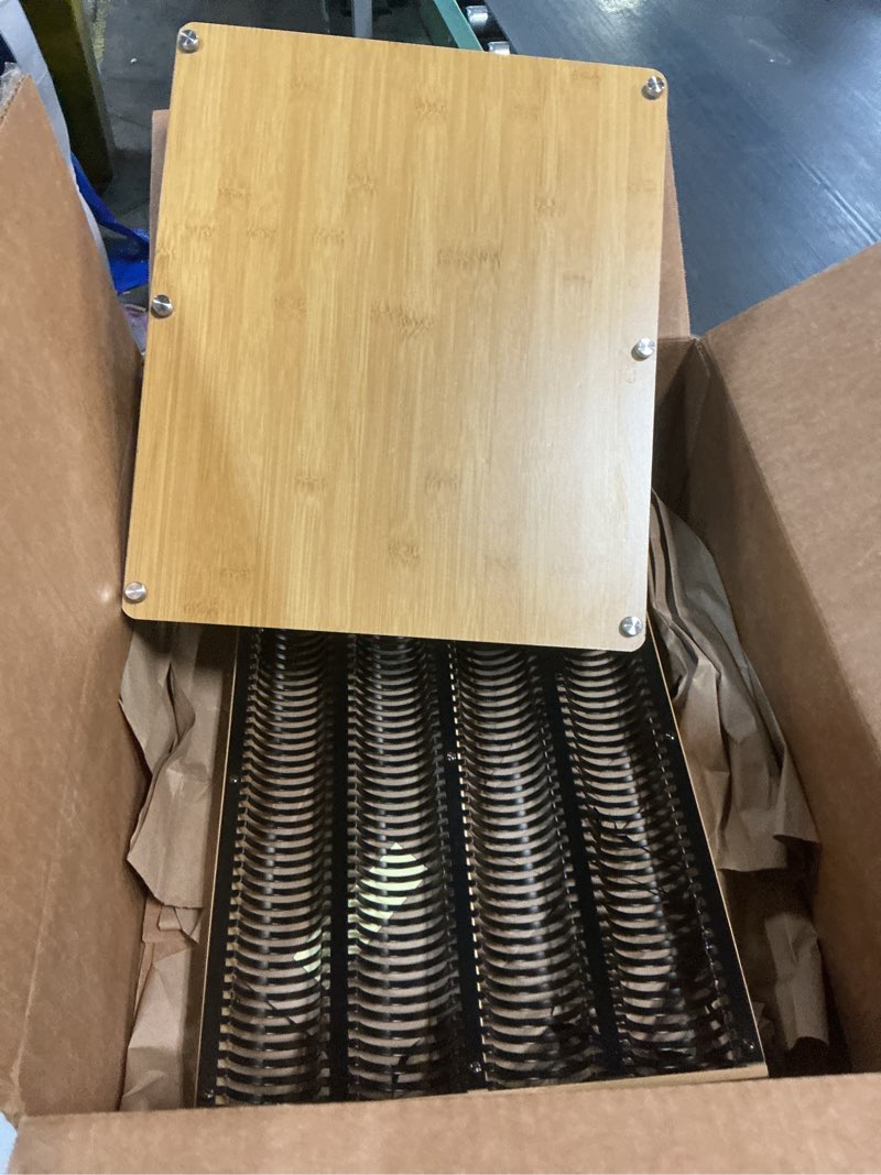 Condition photo showing As Is for spaceaid bamboo coffee pod holder drawer storage compatible with nespresso vertuo capsules, coffee station accessories holder organizer tray compatible with 40 big or 56 small pods, natural 12.8"w x 15.6"d natural