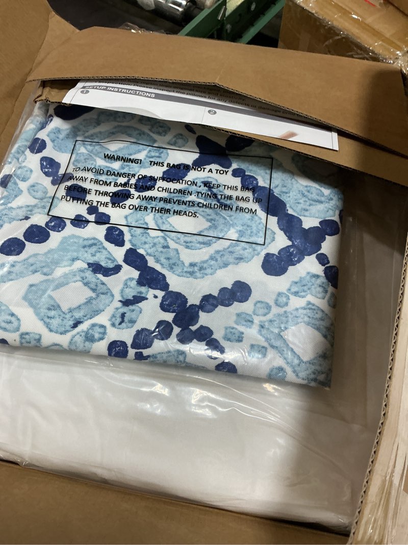 Condition photo showing New/Like New for lvtxiii outdoor throw pillows, decorative throw pillows with inserts, 20"x20" square pillows for bed, couch, sofa and patio furniture, set of 2, boho geometry blue 20"x20"(with inserts) boho geometry blue