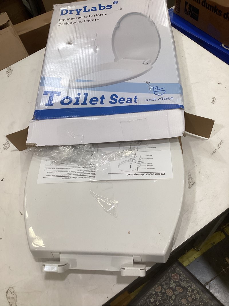 Condition photo showing As Is for elongated toilet seat 18.5" - soft close, durable pp oval toilet lid, easy installation & removal, fits most toilet bowl seat (elongated 18.5'')