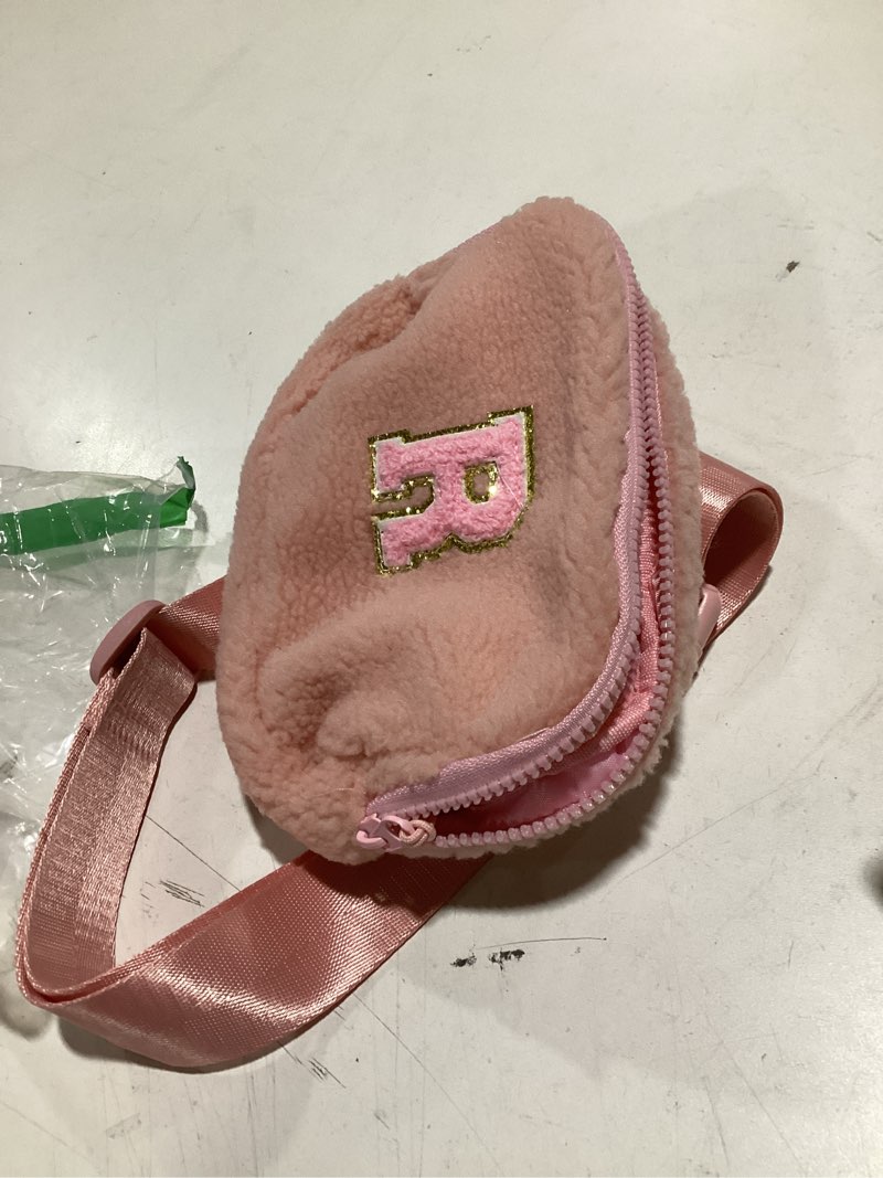 Condition photo showing Good Condition for yoolife women's initial crossbody belt bag - pink fleece - d style pink d