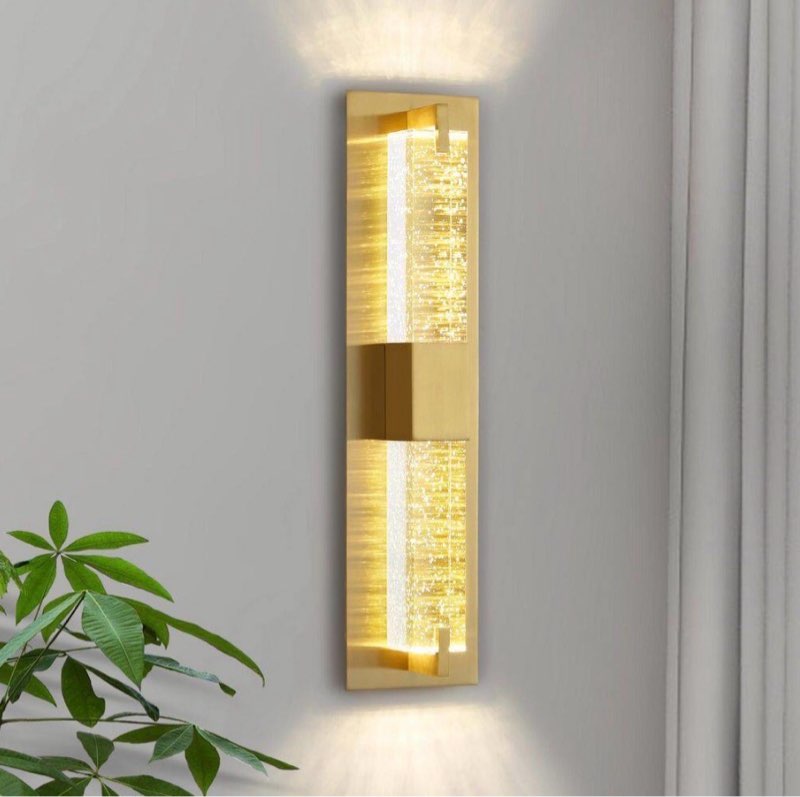 Modern 1-Light Gold Dimmable LED Wall Sconce Wall Lighting with Crystal Bubble Glass Shade