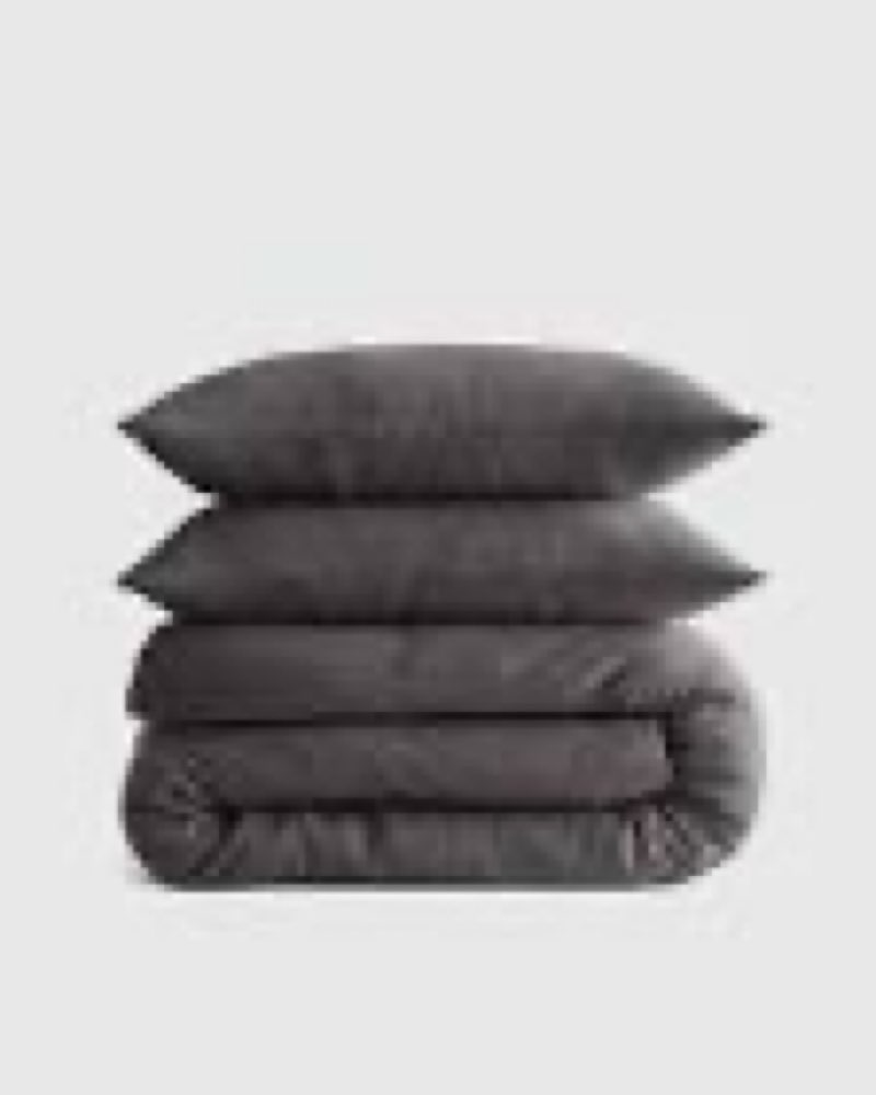 quince airy gauze duvet cover set, king charcoal
