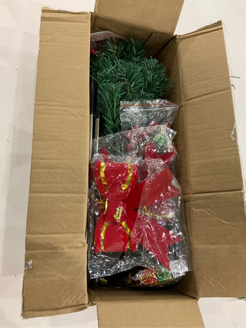 Condition photo showing New/Like New for Alynsehom 2 Pack Solar Christmas Tree?33.5in Outdoor Waterproof Solar Xmas Trees with 40 LED Lights 2 Flashing Modes Holiday Decor for Porch Yard Garden Patio Cemetery Pathway 2pcs