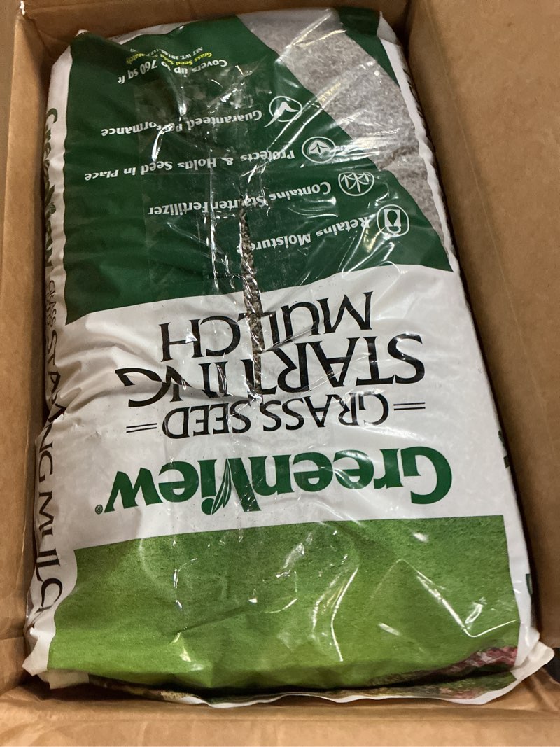 Condition photo showing Good Condition for greenview grass seed starting mulch – ideal for newly seeded lawns and bare spots - 38 lb. bag - covers 760 sq. ft.