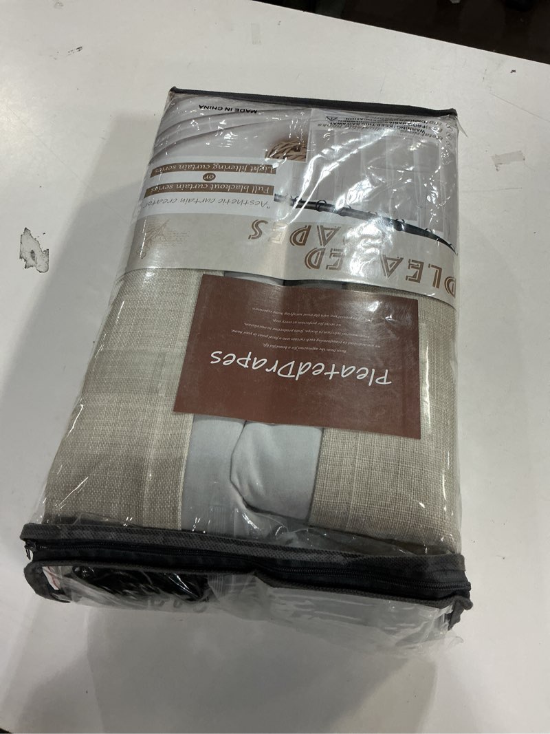 Condition photo showing New/Like New for Memory Trained Pinch Pleated Nursery Curtains 78 Inches Long 2 Panels Set, Greyish Beige Blackout Natural Linen Double Layer Heat Blocking Noise Cancelling Rustic Window Drapes for Kids Room Hook Ring Greyish Beige 40"W x 78"L (Pack of 2)