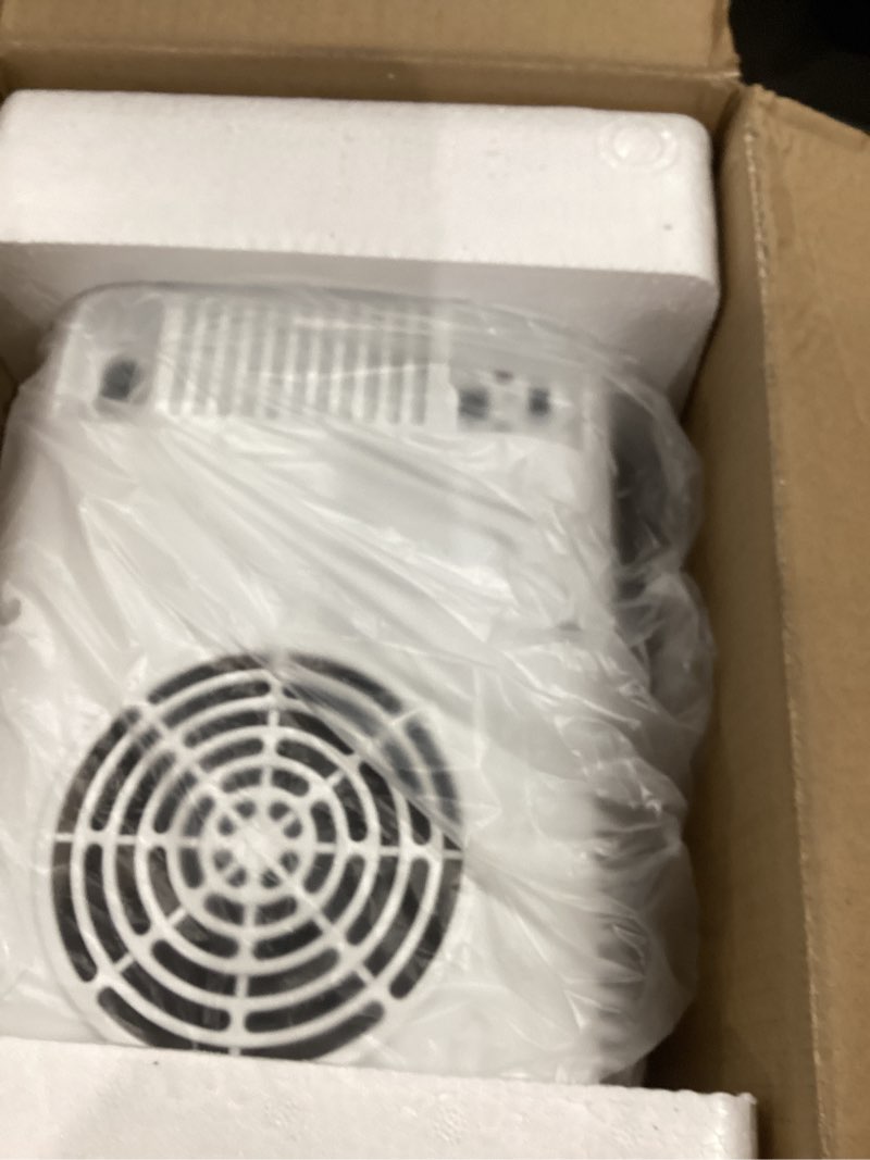 Condition photo showing As Is for mini fridge for bedroom - 8 liter/8 can portable refrigerator for car, office, dorm - quiet cooler & warmer for food, drinks, makeup & skincare - ac/dc power supply white 8l